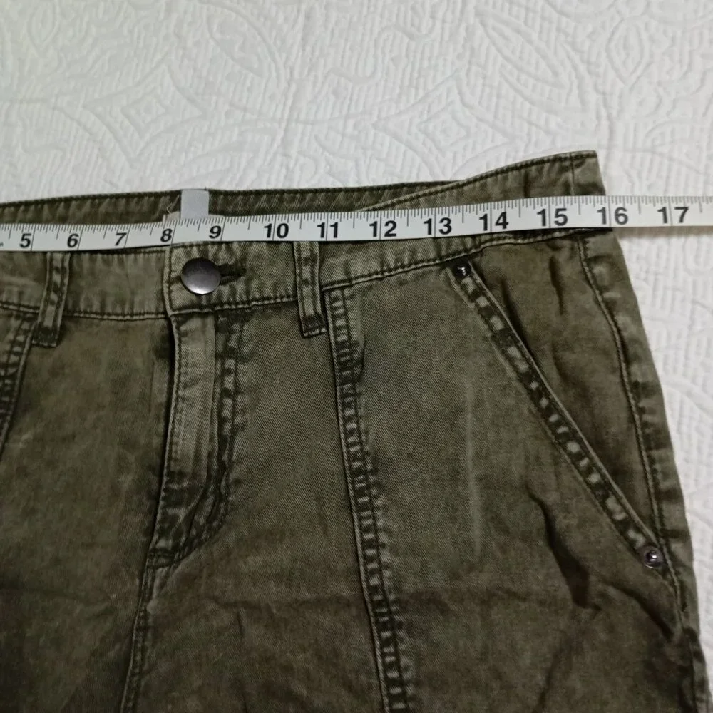 Ecote 100% Cotton Olive Green Cargo Pants With Zippers Size 28 Womens - Picture 10 of 12